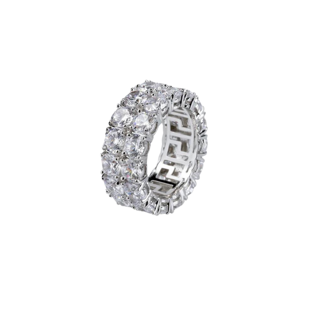 Elegant Double Row Eternity Ring crafted in White Gold, featuring two rows of dazzling stones for a high-polish, luxurious finish.