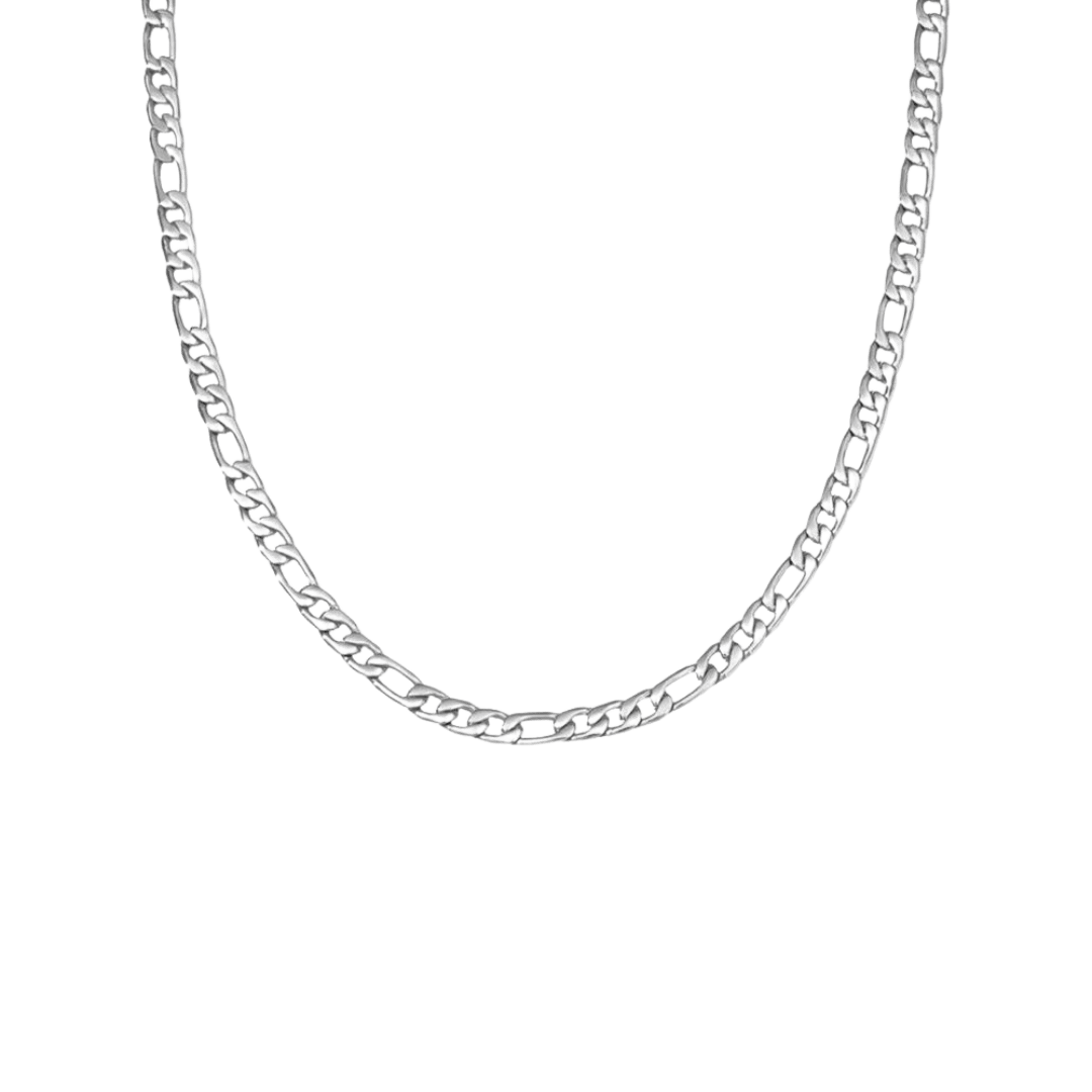 Sleek Figaro Chain crafted from White Gold, featuring 5MM links for a refined and luxurious design with a high-polish finish.