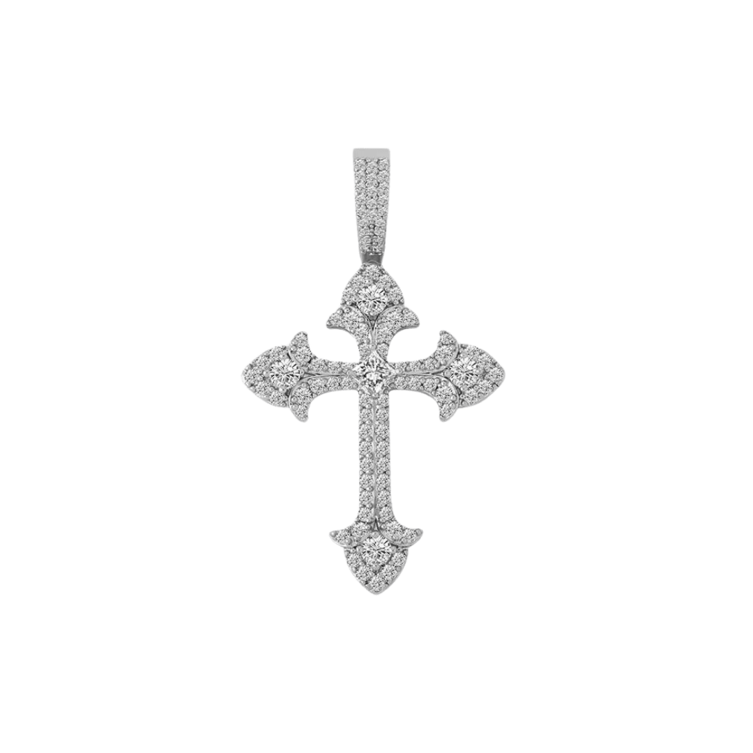 Striking Gothic Cross Pendant crafted in White Gold, featuring intricate detailing and a bold design for a sophisticated and edgy look.