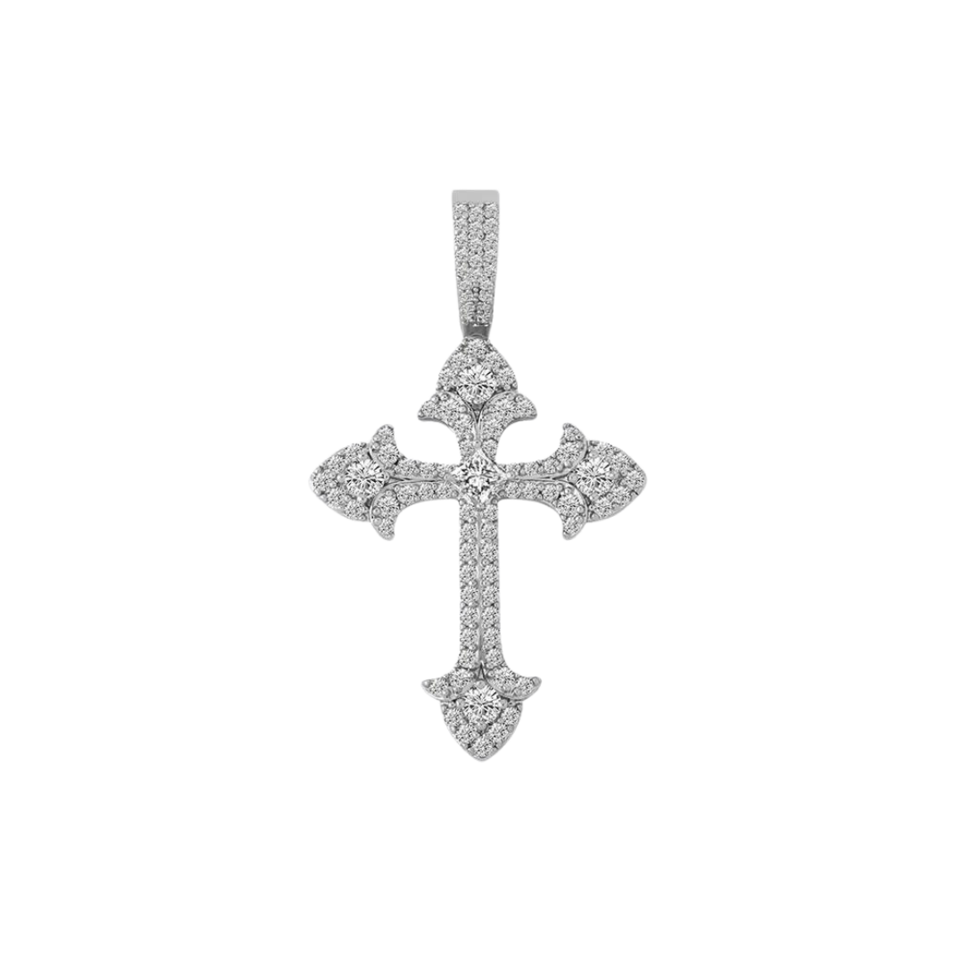 Striking Gothic Cross Pendant crafted in White Gold, featuring intricate detailing and a bold design for a sophisticated and edgy look.