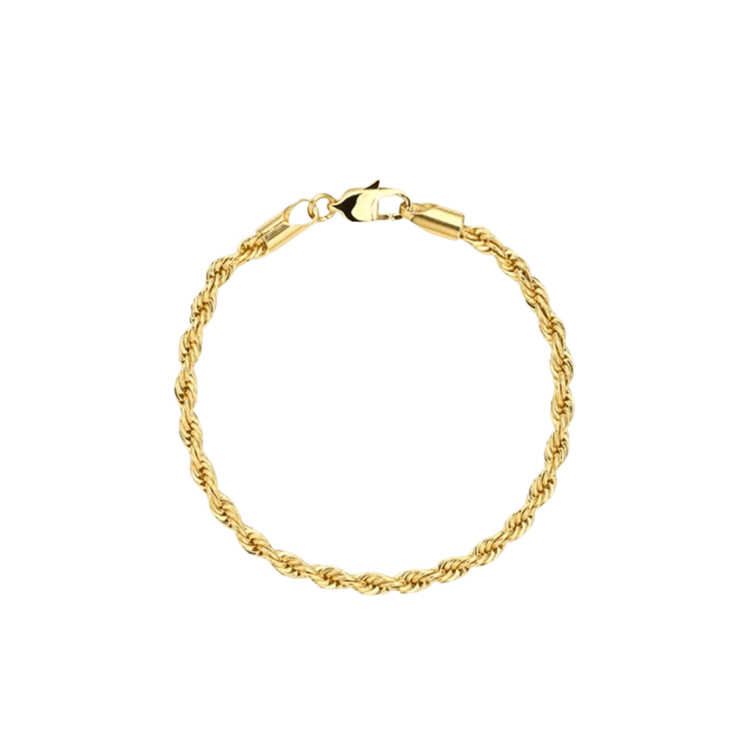 Sleek Rope Bracelet crafted in 18K Gold with 3MM links, featuring a refined design and luxurious finish for a sophisticated and elegant accessory.