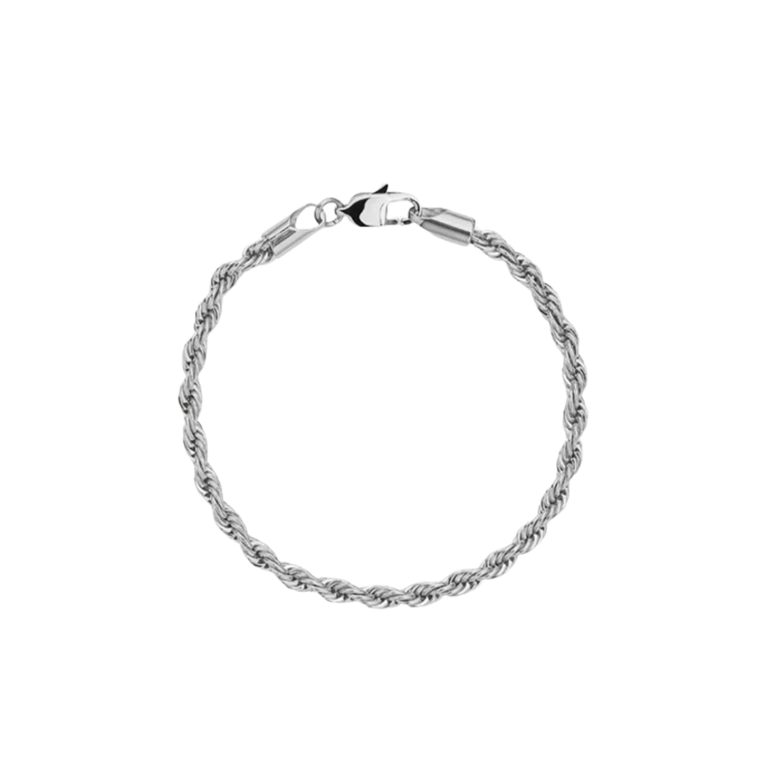 Sleek Rope Bracelet crafted in White Gold with 3MM links, featuring a refined design and luxurious finish for a sophisticated and elegant accessory.