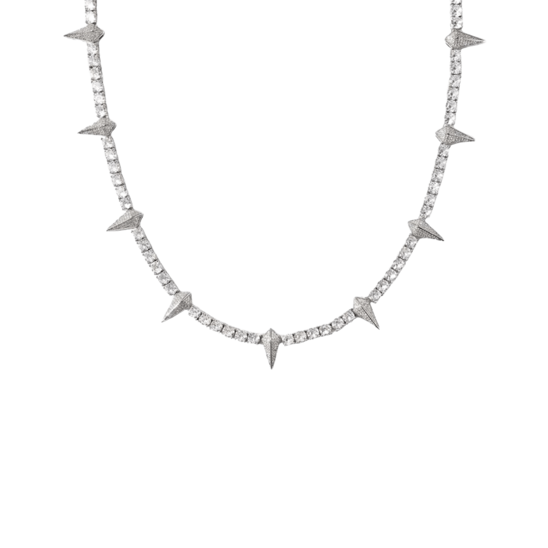 Bold Spiked Chain crafted in White Gold with 5MM links, featuring a unique spiked design for a striking and edgy accessory. Ideal for a high-impact, sophisticated