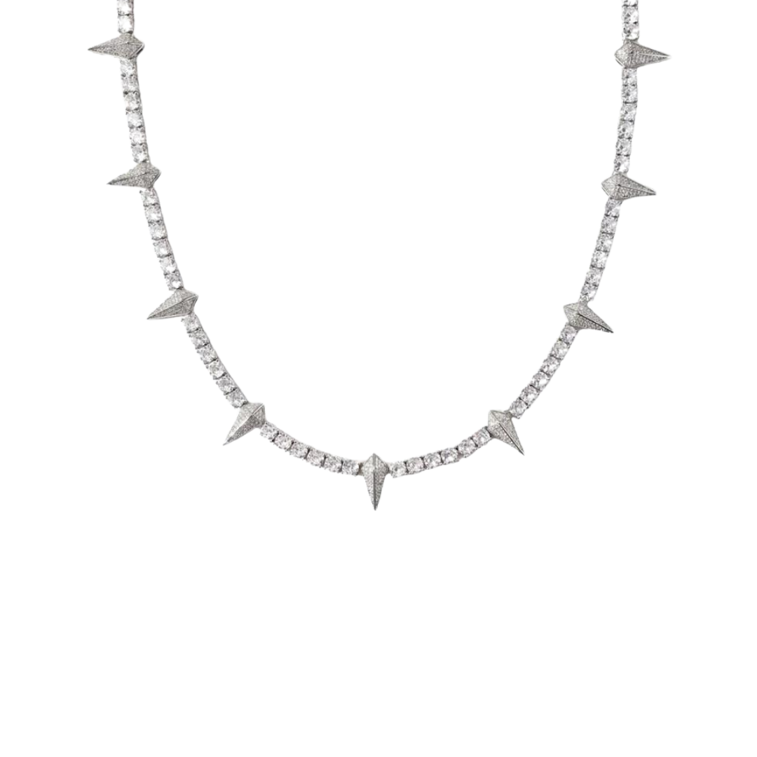 Bold Spiked Chain crafted in White Gold with 5MM links, featuring a unique spiked design for a striking and edgy accessory. Ideal for a high-impact, sophisticated