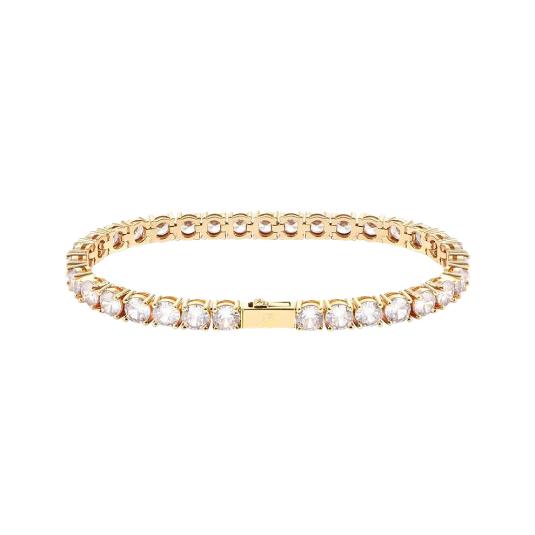 Stunning Tennis Bracelet crafted in 18K Gold with 5MM links, featuring a bold and elegant design that adds a luxurious and sophisticated touch to any ensemble.