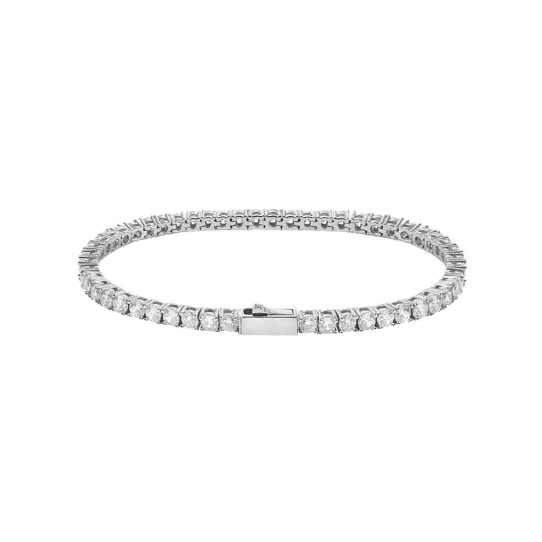 Stylish Tennis Bracelet crafted in White Gold with 4MM links, featuring a sophisticated design that adds a touch of elegance and luxury to any outfit.