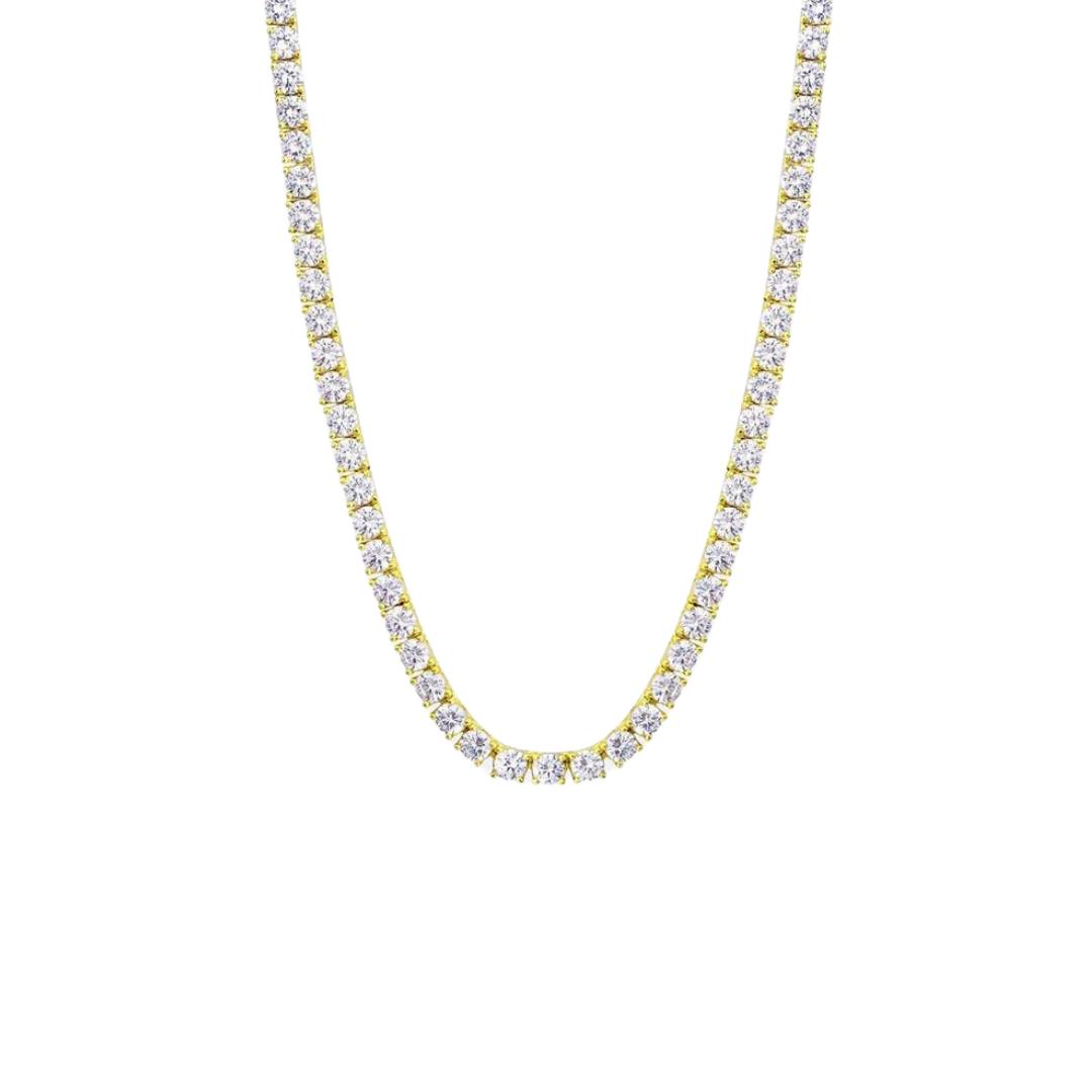 Refined Tennis Chain crafted in 18K Gold with 3MM links, featuring an elegant and luxurious design that adds a sophisticated touch to any ensemble.