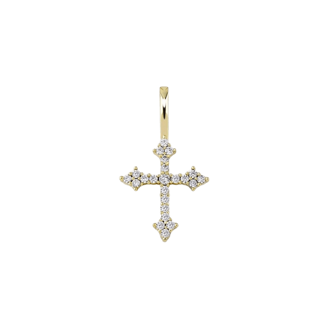 925 sterling silver cross pendant with 14k gold accents, featuring a classic cross design with a polished finish that combines elegance and durability.